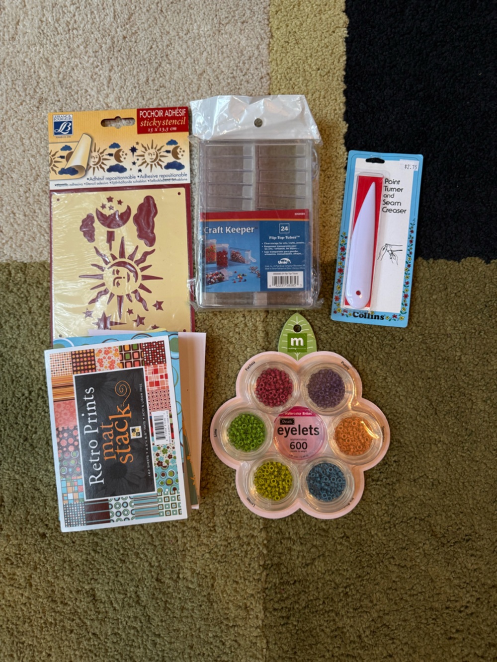 Assortment of Retro Prints Mat Stack & Craft Supplies